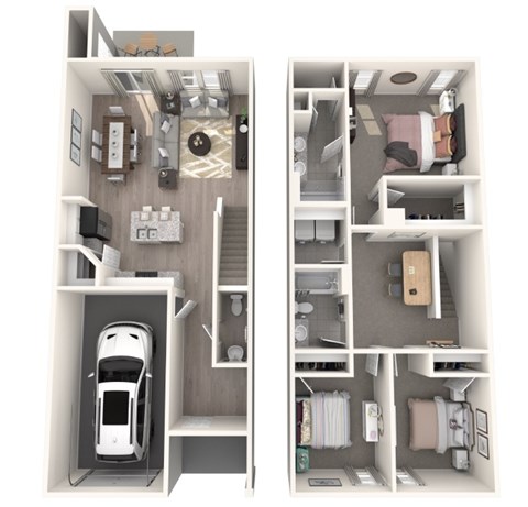 Floor plan for 3 beds, 2.5 baths, 1582 sqft